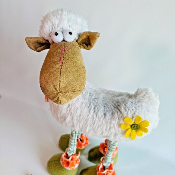 Long Legs Standing Sheep Plush Fluffy white coat flower Joelson Industries 2016 - Picture 5 of 12
